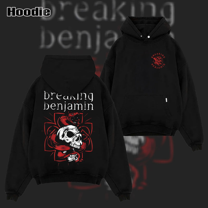 Vintage Breaking Benjamin Skull Snake Graphic T-Shirt & Hoodie
