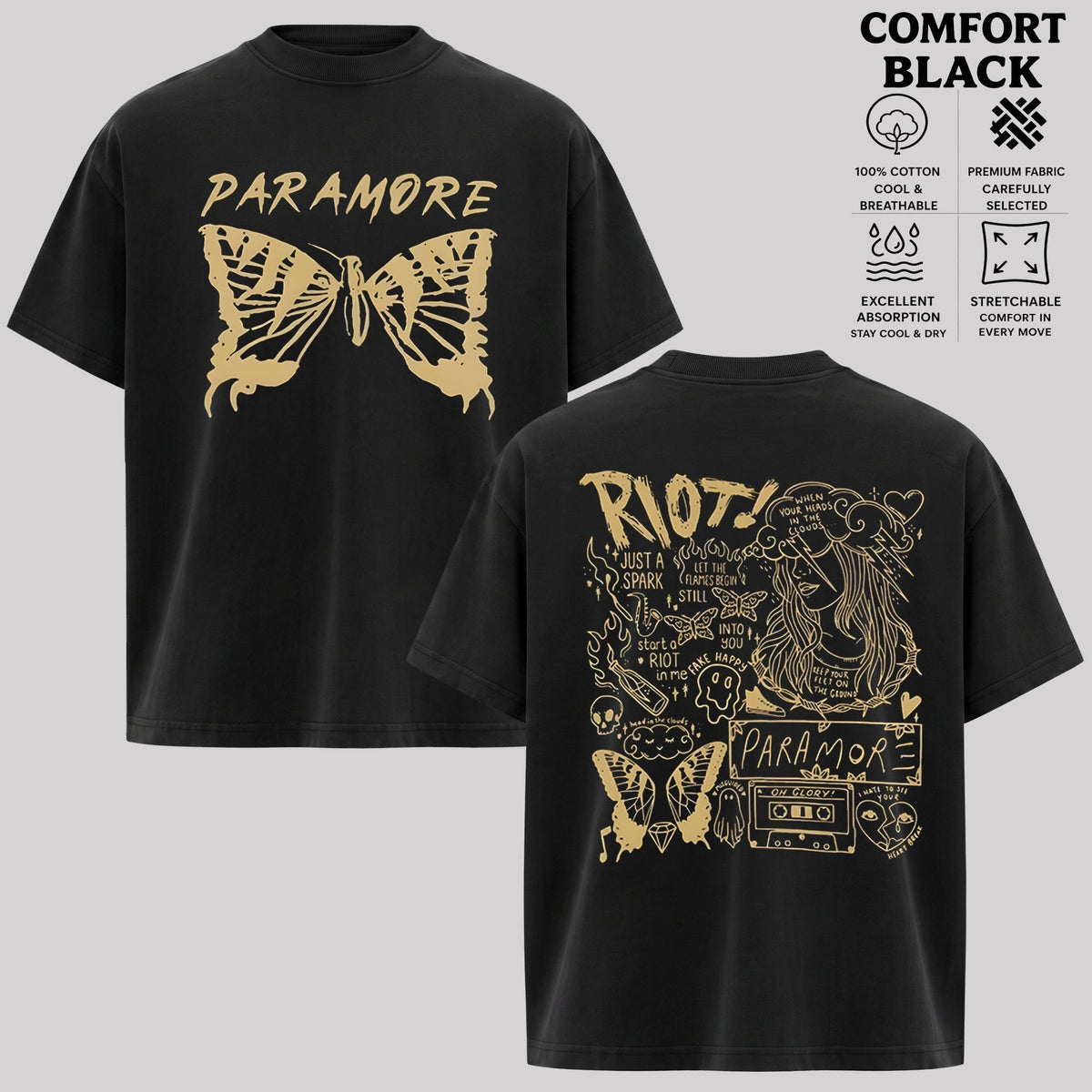Paramore Riot Butterfly Graphic T-Shirt & Hoodie