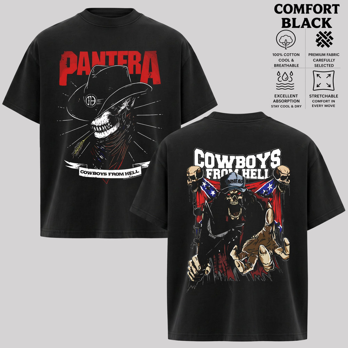 Pantera Cowboys From Hell Graphic T-Shirt Heavy Metal Band Shirt & Hoodie