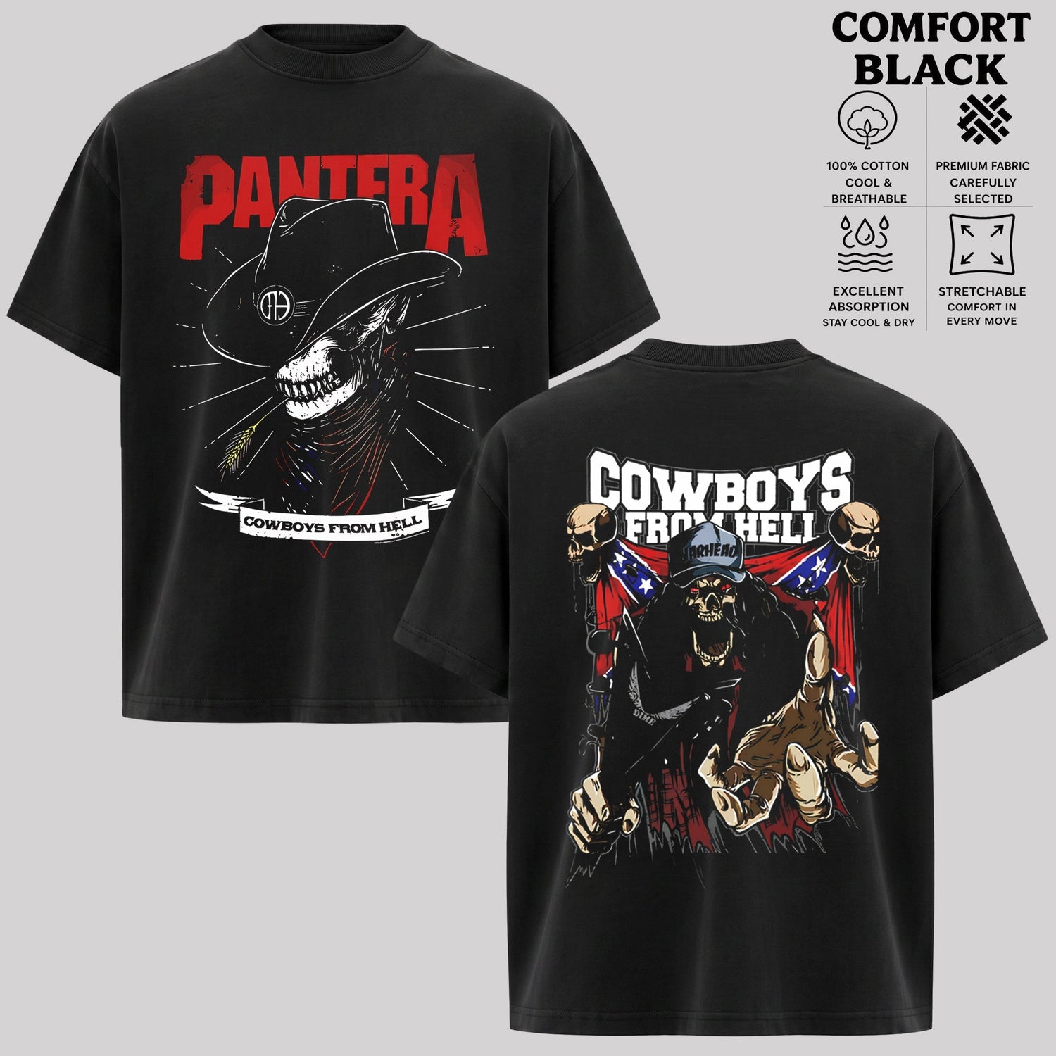 Pantera Cowboys From Hell Graphic T-Shirt Heavy Metal Band Shirt & Hoodie