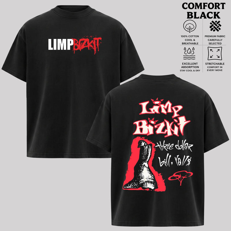 Retro Vintage 1997 Limp Bizkit Black Double Sided T Shirt & Hoodie