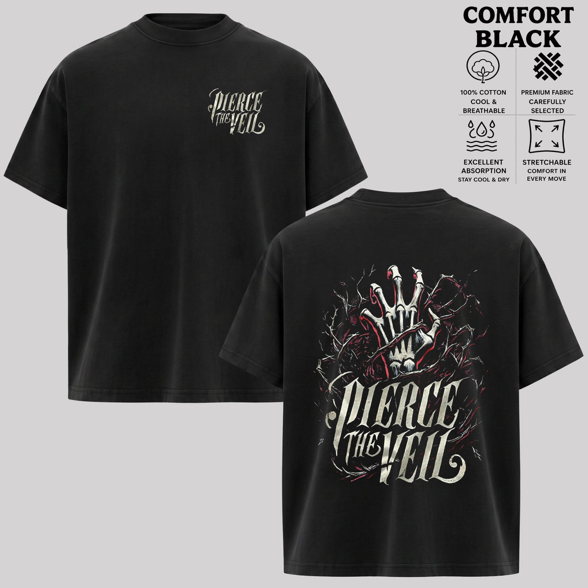 Pierce the Veil Skeleton Hand Graphic T-Shirt & Hoodie
