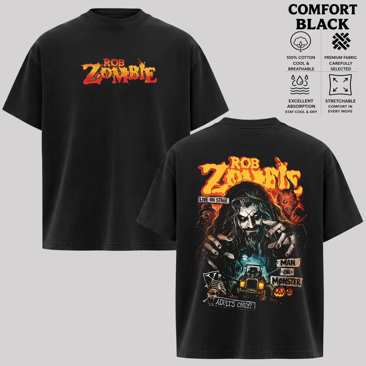 Vintage Rare Rob Zombie Band Man or Monster T-shirt & Hoodie