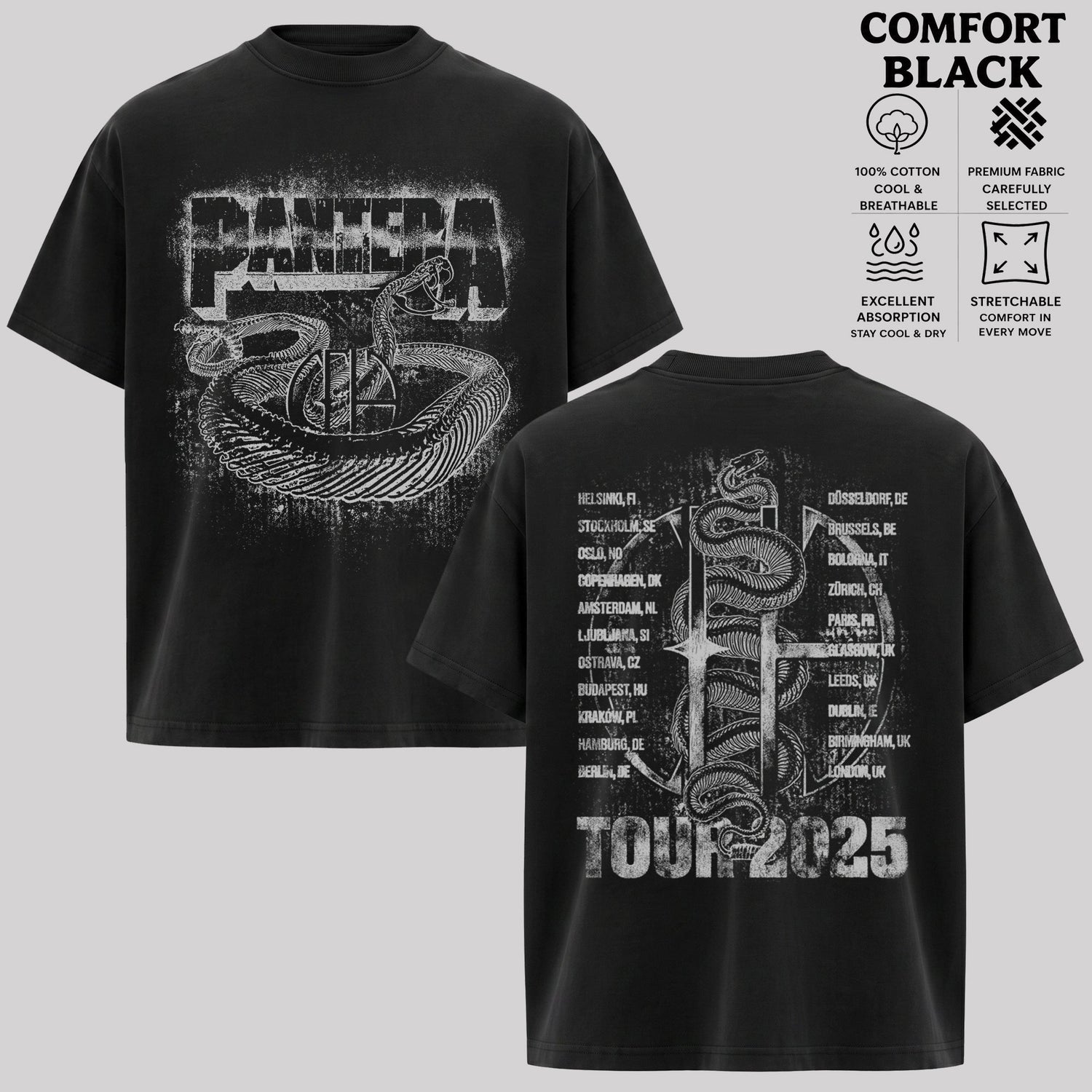 Pantera Tour 2025 Graphic T-Shirt & Hoodie