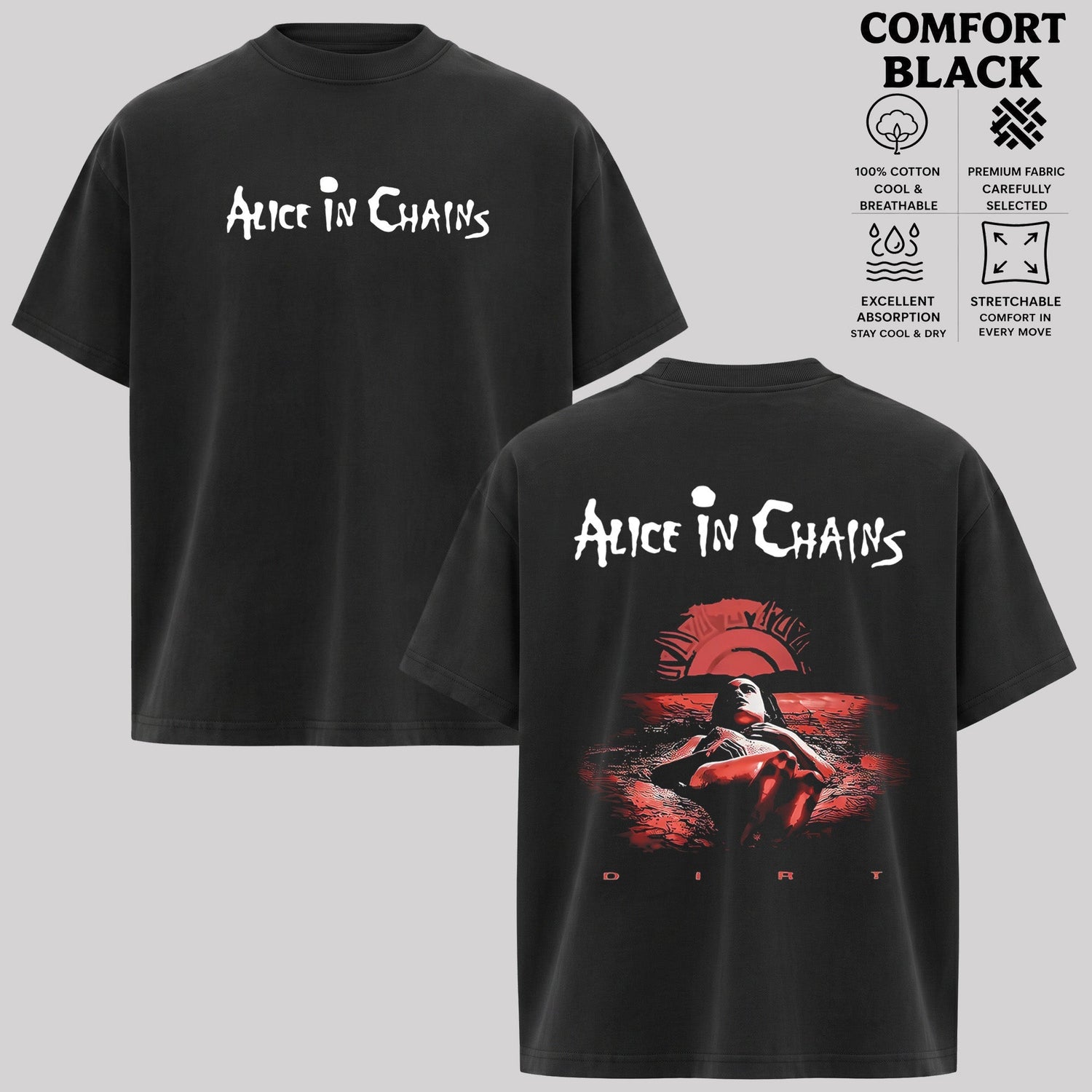 Retro Alice In Chains Rock Heavy Metal Grunge Alternative Band T-Shirt & Hoodie