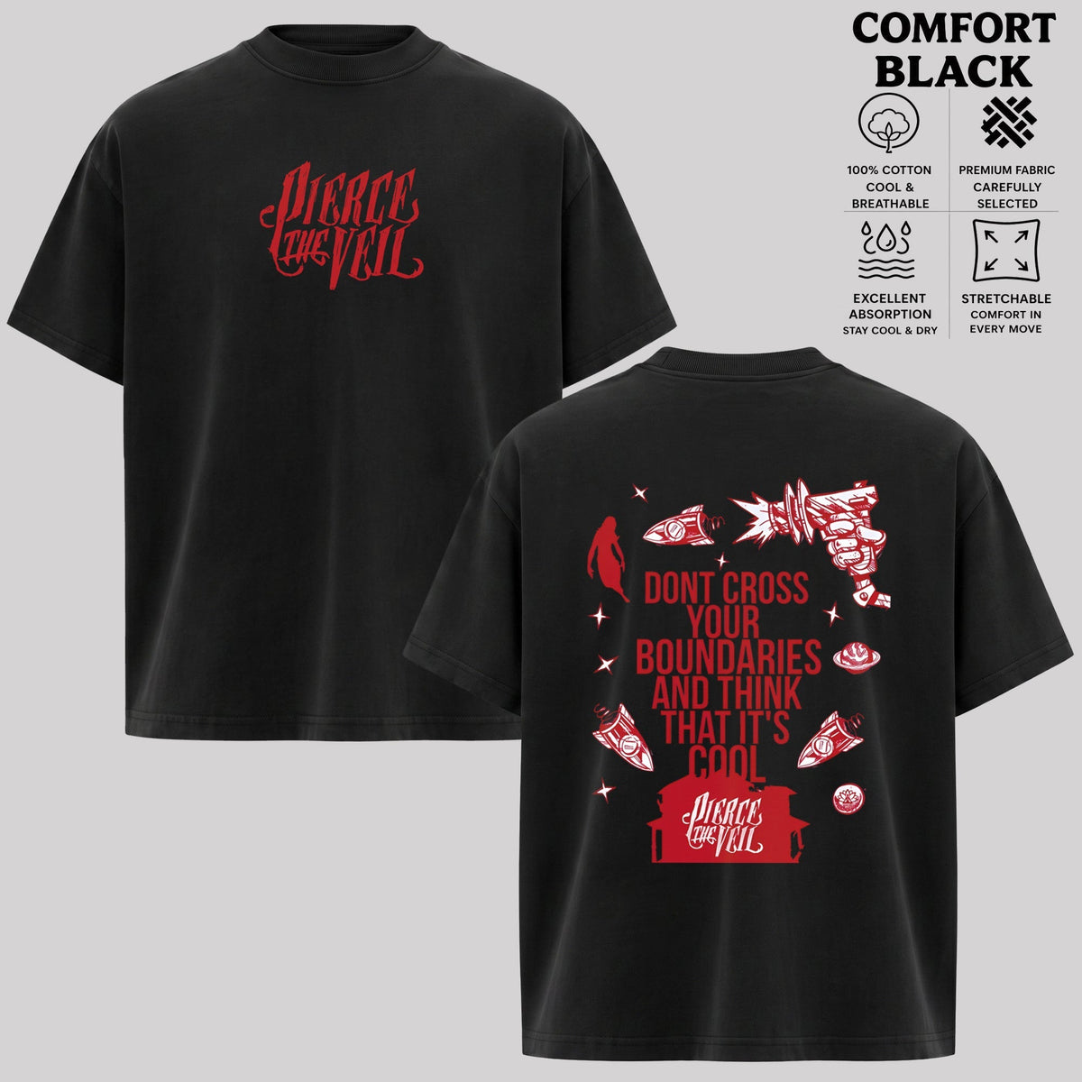 Pierce the Veil Don't Cross Your Boundaries Graphic T-Shirt & Hoodie