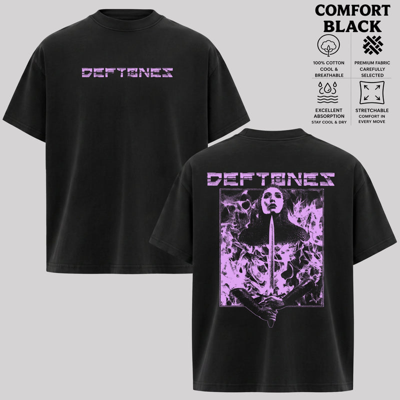 Vintage Deftones tee featuring a bold sword and flame graphic T-shirt & Hoodie