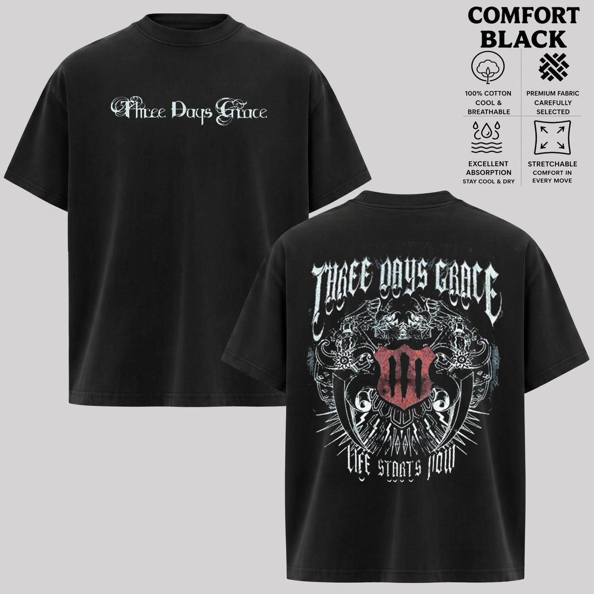 Three Days Grace Gothic Crest T-Shirt & hoodie