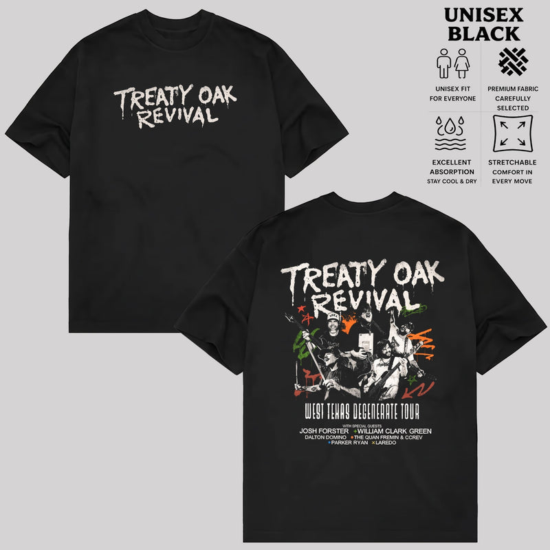 Treaty Oak Revival West Texas Degenerate Tour 2026 North American City Dates Two Sided T-Shirt