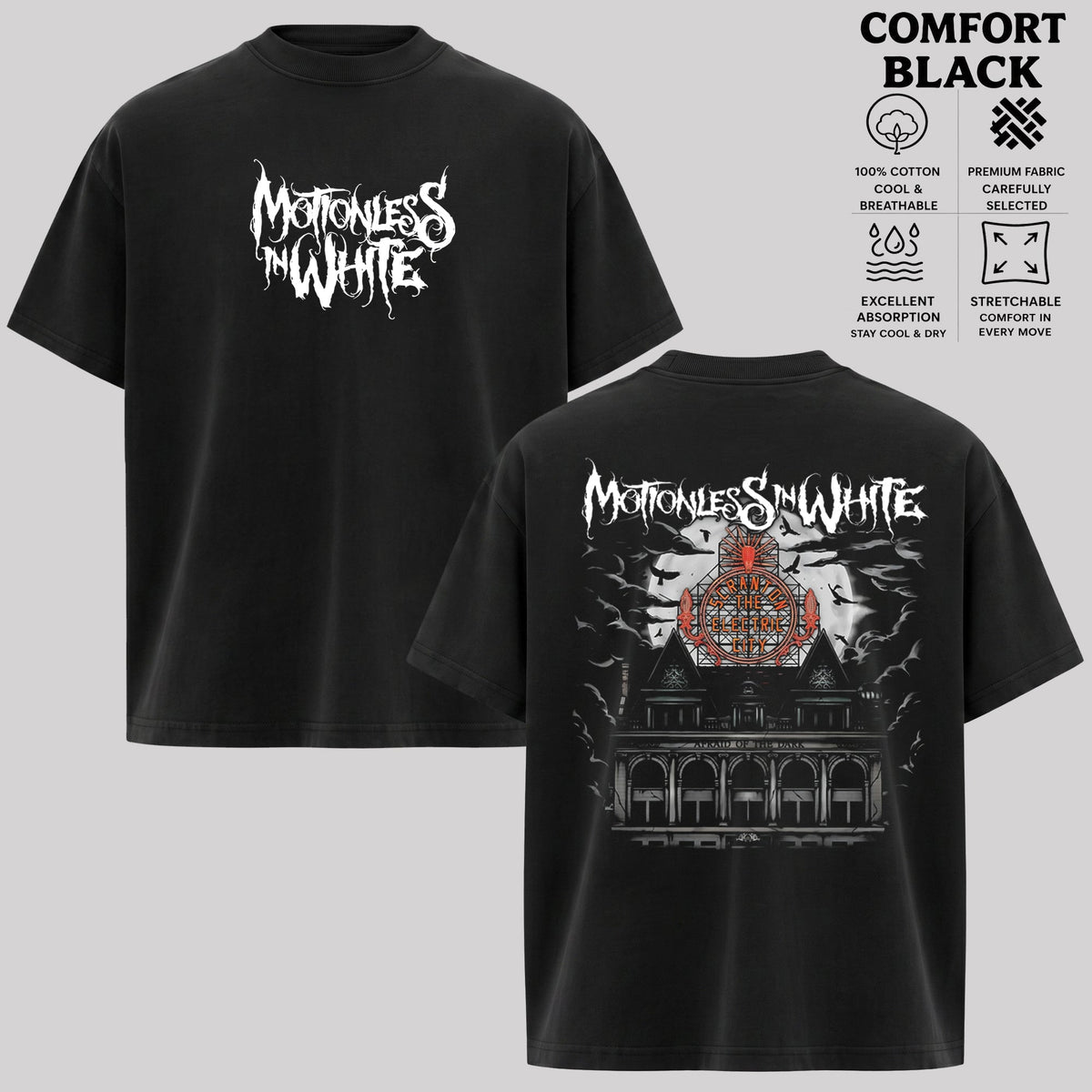 Retro Retro Motionless In White Afraid Of The Dark T Shirt , MIW Shirt , Afraid Of The Dark T Shirt & Hoodie
