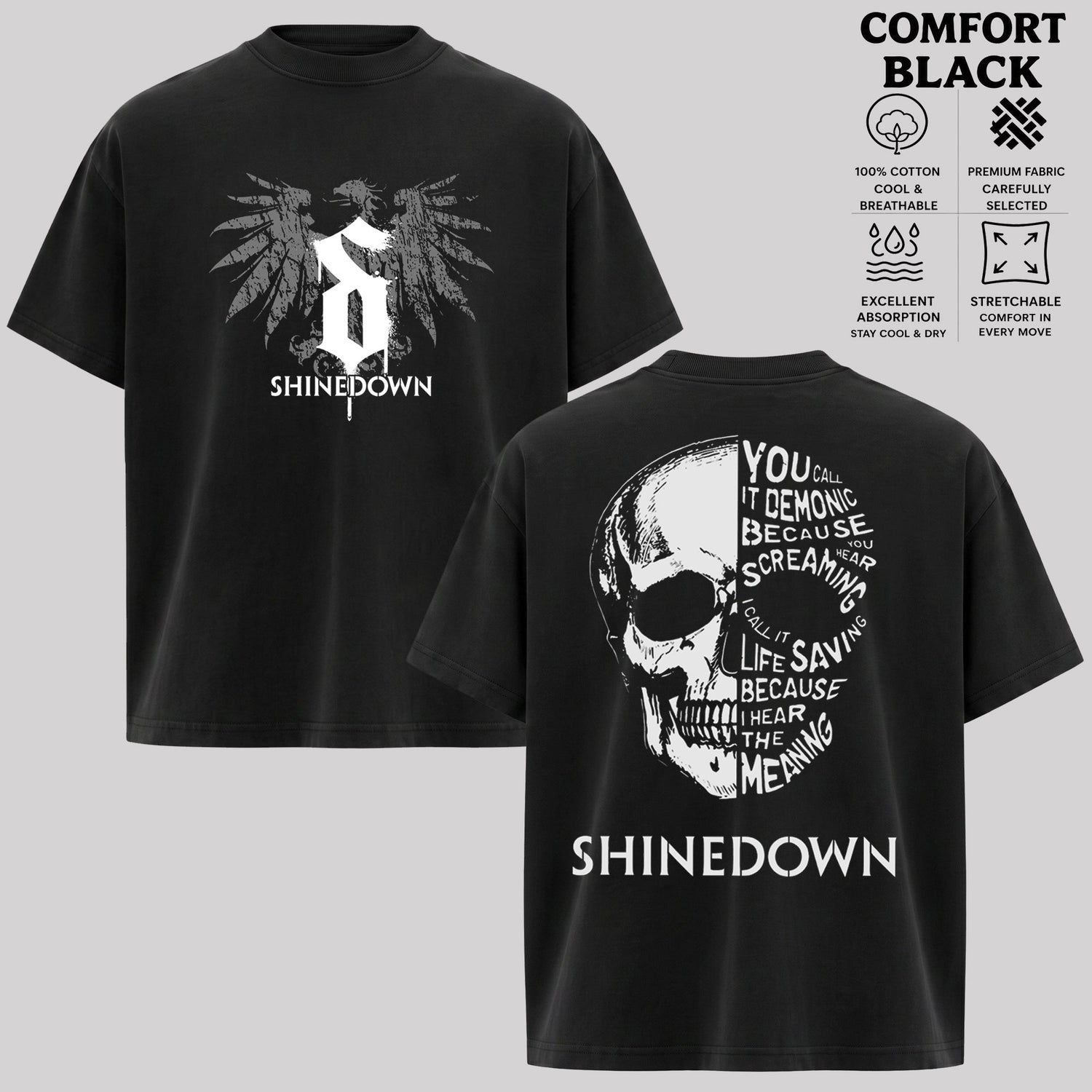Vintage Shinedown Skull T Shirt & Hoodie